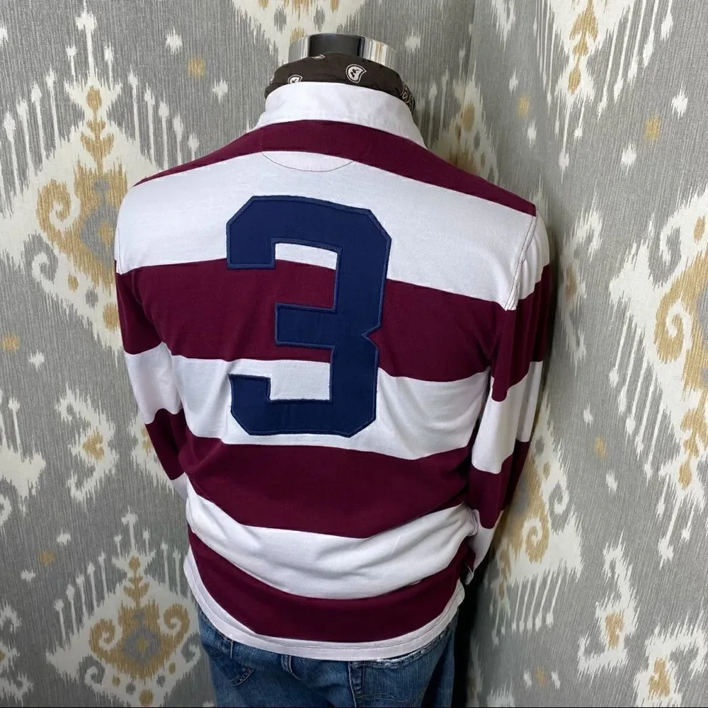 Polo Ralph Lauren Maroon & White Stripe Iconic Rugby Shirt